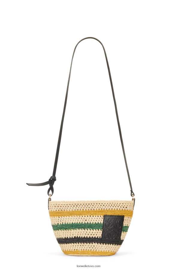 Loewe moterys pochette iš dryžuotos rafijos ir veršiuko odos natūralus/daugiaspalvis BZ26XN25
