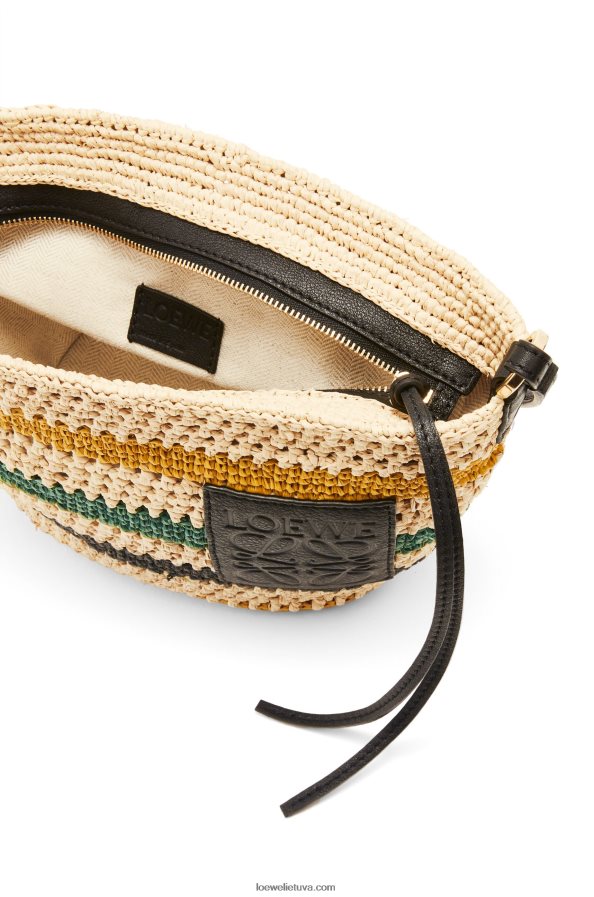 Loewe moterys pochette iš dryžuotos rafijos ir veršiuko odos natūralus/daugiaspalvis BZ26XN25