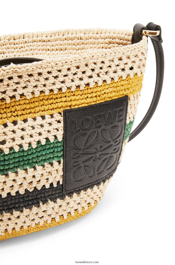Loewe moterys pochette iš dryžuotos rafijos ir veršiuko odos natūralus/daugiaspalvis BZ26XN25
