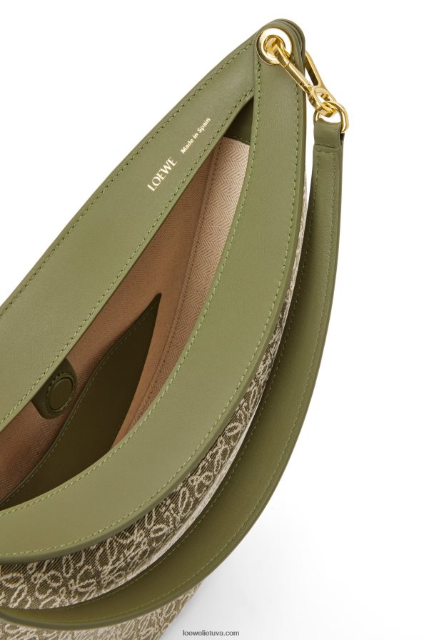 Loewe moterys Luna krepšys iš anagraminio žakardo ir klasikinės veršiuko odos žalia/avokado žalia BZ26XN510