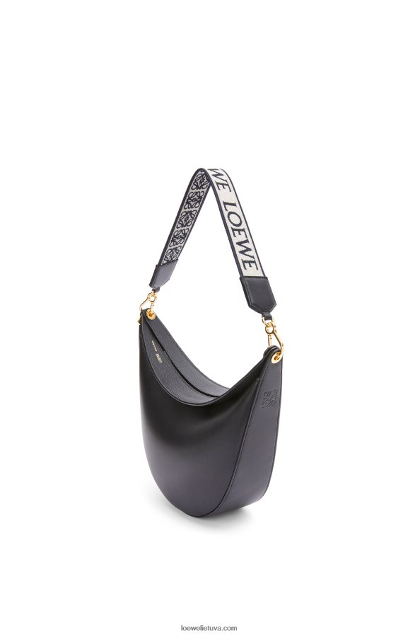 Loewe moterys luna krepšys iš satino veršio odos ir žakardo juodas BZ26XN521
