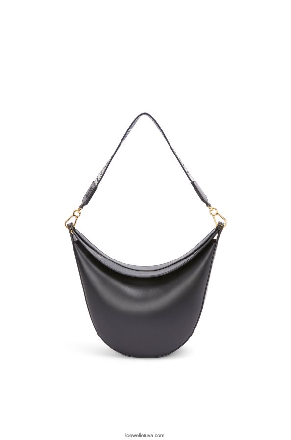 Loewe moterys luna krepšys iš satino veršio odos ir žakardo juodas BZ26XN521