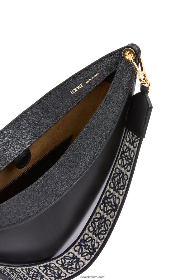 Loewe moterys luna krepšys iš satino veršio odos ir žakardo juodas BZ26XN521