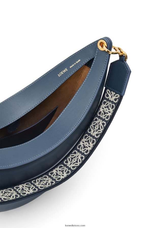 Loewe moterys luna krepšys iš satino veršio odos ir žakardo onikso mėlyna BZ26XN483