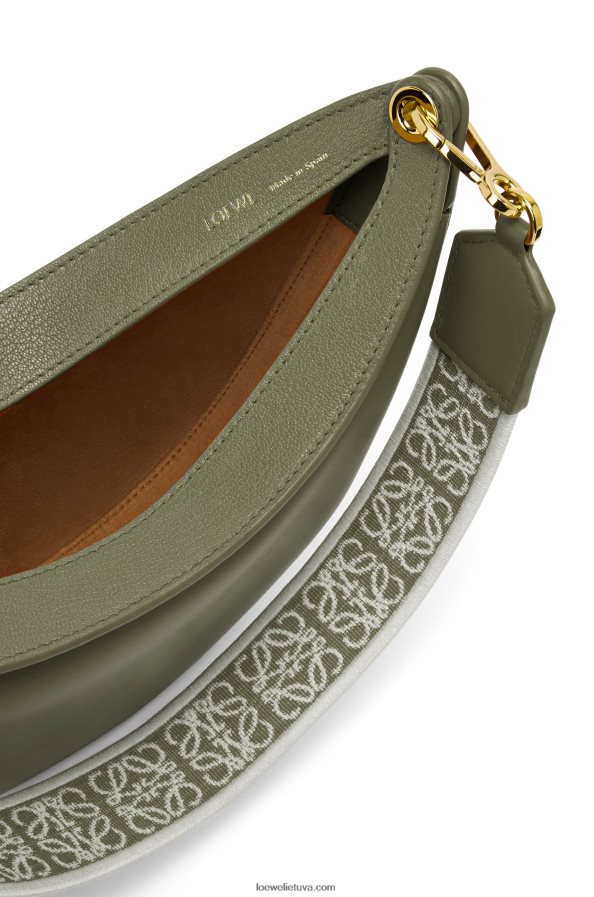 Loewe moterys mažas luna krepšys iš satino veršio odos ir žakardo avokado žalia BZ26XN474