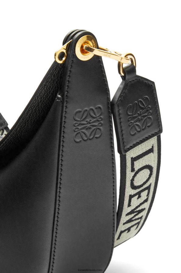 Loewe moterys mažas luna krepšys iš satino veršio odos ir žakardo juodas BZ26XN484