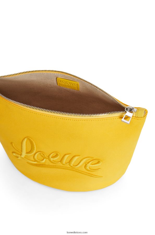 Loewe moterys kosmetinis maišelis iš drobės ir blauzdos odos geltona BZ26XN593