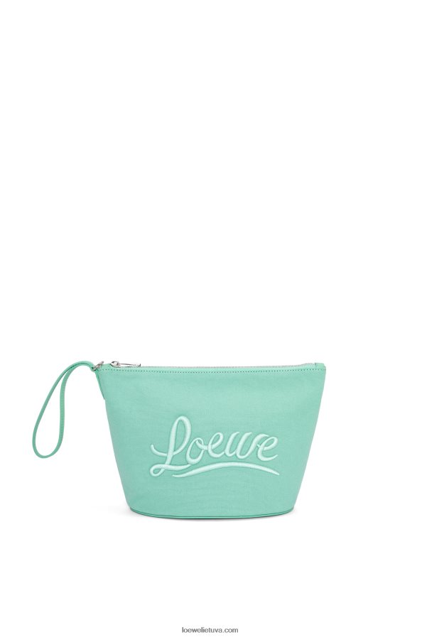 Loewe moterys kosmetinis maišelis iš drobės ir blauzdos odos šviežių mėtų BZ26XN592