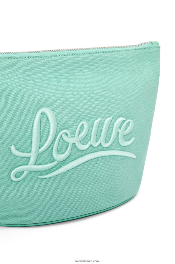 Loewe moterys kosmetinis maišelis iš drobės ir blauzdos odos šviežių mėtų BZ26XN592