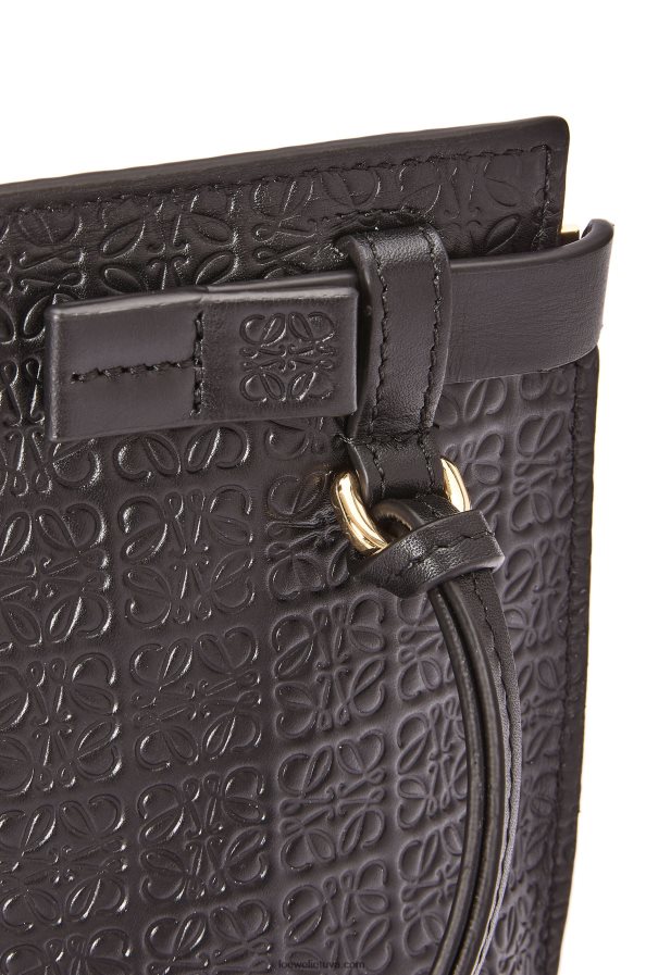 Loewe moterys mini kartotinis maišelis iš reljefinės šilkinės veršio odos juodas BZ26XN610
