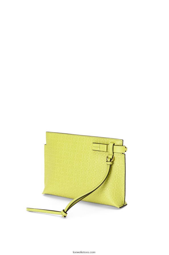Loewe moterys mini kartotinis maišelis iš reljefinės šilkinės veršio odos kalkių geltonumo BZ26XN556