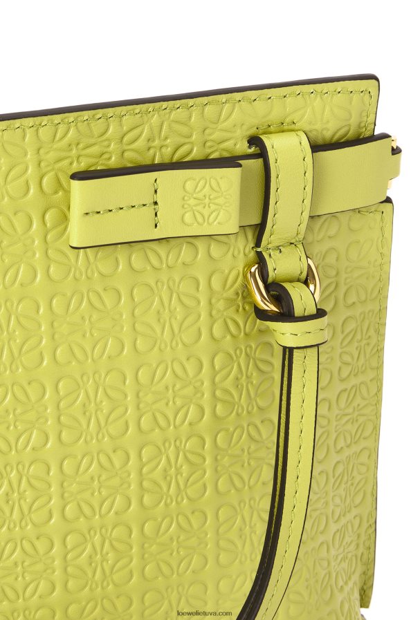 Loewe moterys mini kartotinis maišelis iš reljefinės šilkinės veršio odos kalkių geltonumo BZ26XN556