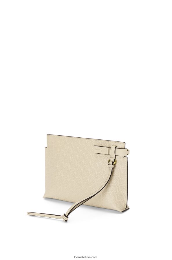 Loewe moterys mini kartotinis maišelis iš reljefinės šilkinės veršio odos šviesios avižos BZ26XN611