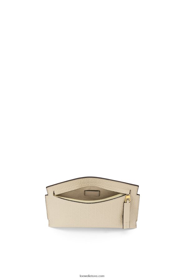 Loewe moterys mini kartotinis maišelis iš reljefinės šilkinės veršio odos šviesios avižos BZ26XN611