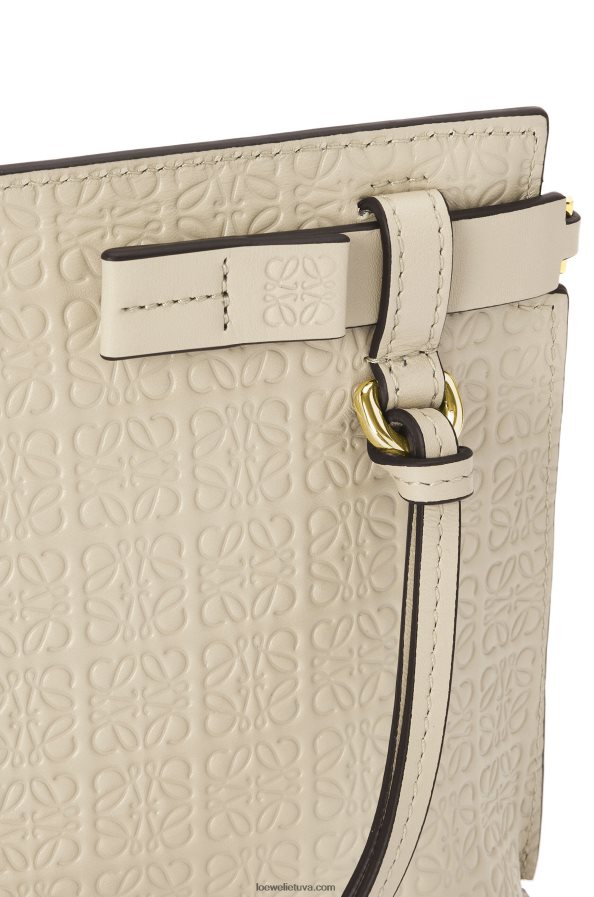 Loewe moterys mini kartotinis maišelis iš reljefinės šilkinės veršio odos šviesios avižos BZ26XN611