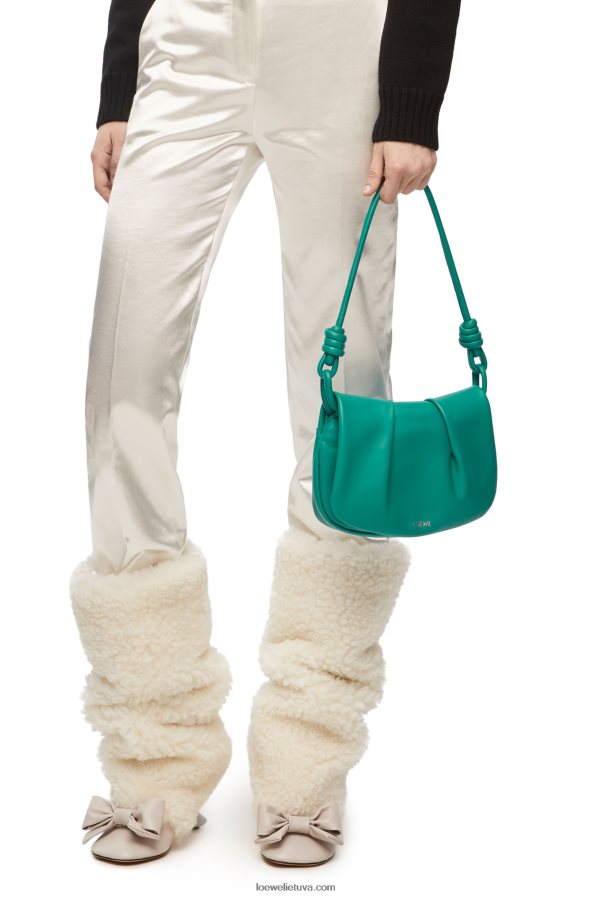 Loewe moterys Paseo kuprinė iš blizgios nappa blauzdos odos smaragdo žalia BZ26XN338