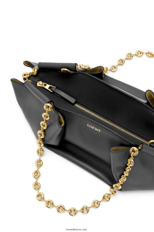 Loewe moterys mažas paseo krepšys iš blizgios nappa blauzdos odos su grandinėle juodas BZ26XN402