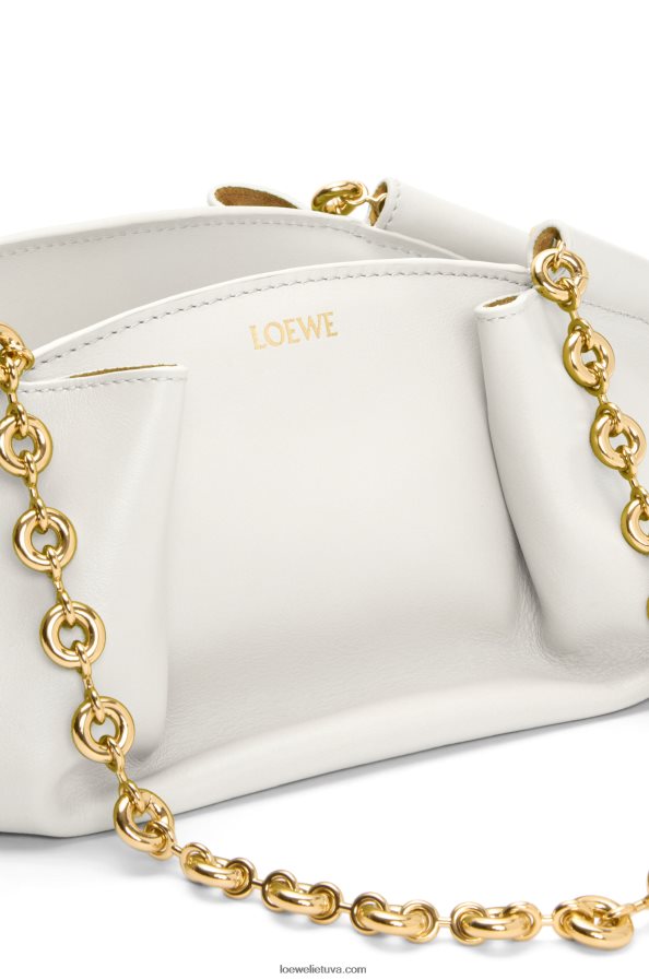Loewe moterys mažas paseo krepšys iš blizgios nappa blauzdos odos su grandinėle minkšta balta BZ26XN404