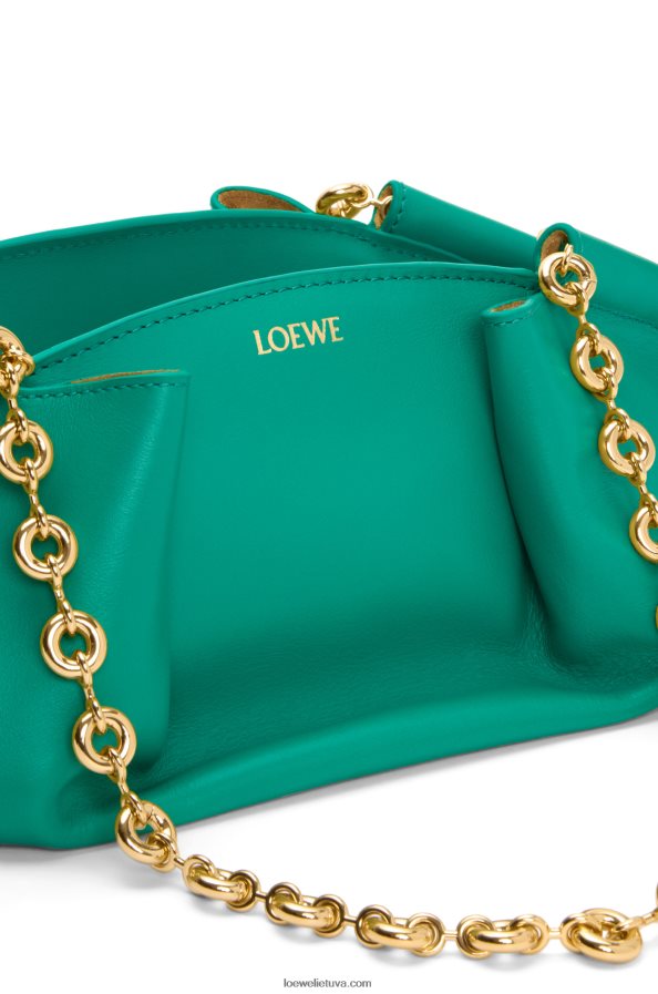 Loewe moterys mažas paseo krepšys iš blizgios nappa blauzdos odos su grandinėle smaragdo žalia BZ26XN403