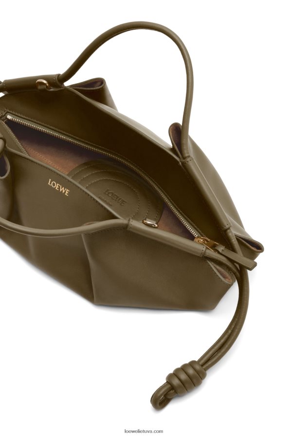 Loewe moterys mažas paseo krepšys iš blizgios nappa veršiuko odos tamsiai chaki žalia BZ26XN353