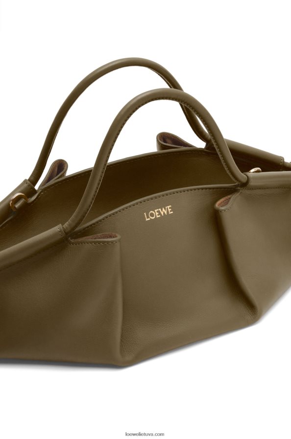 Loewe moterys mažas paseo krepšys iš blizgios nappa veršiuko odos tamsiai chaki žalia BZ26XN353