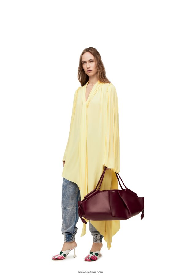 Loewe moterys xl paseo krepšys iš blizgios nappa blauzdos odos bordo BZ26XN415