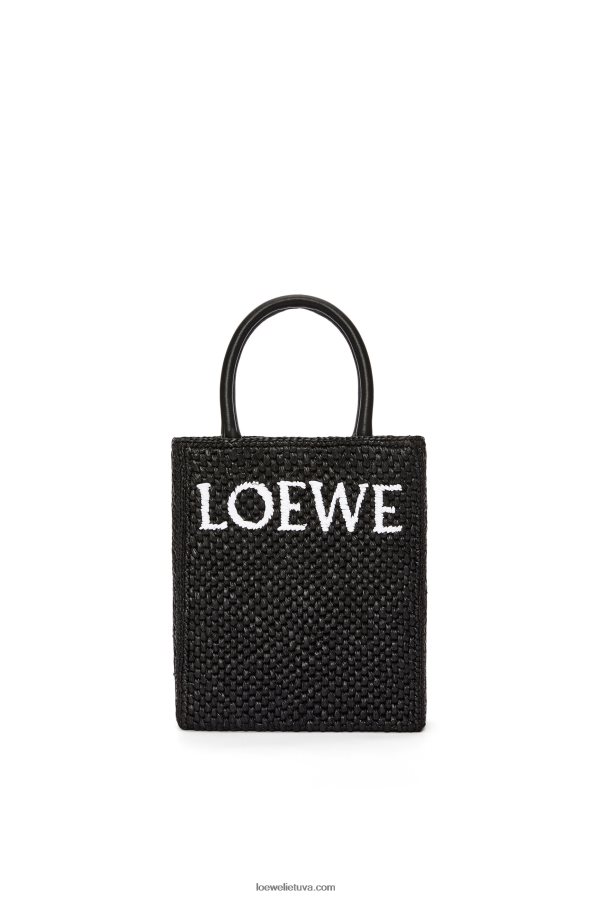 Loewe moterys Standartinis A5 krepšys su rafija juoda balta BZ26XN72
