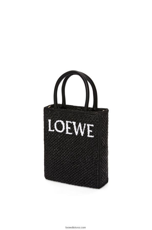 Loewe moterys Standartinis A5 krepšys su rafija juoda balta BZ26XN72