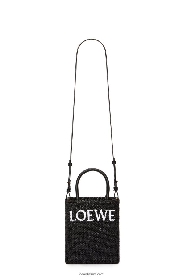 Loewe moterys Standartinis A5 krepšys su rafija juoda balta BZ26XN72