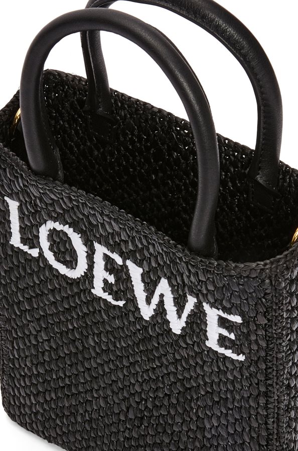 Loewe moterys Standartinis A5 krepšys su rafija juoda balta BZ26XN72