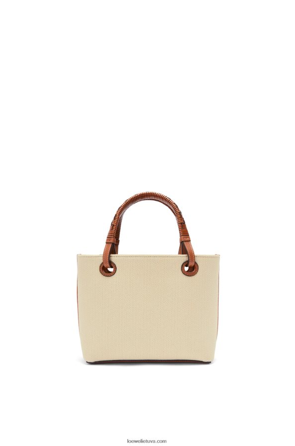 Loewe moterys mini anagramos krepšys iš žakardo ir veršiuko odos ecru/tan BZ26XN128