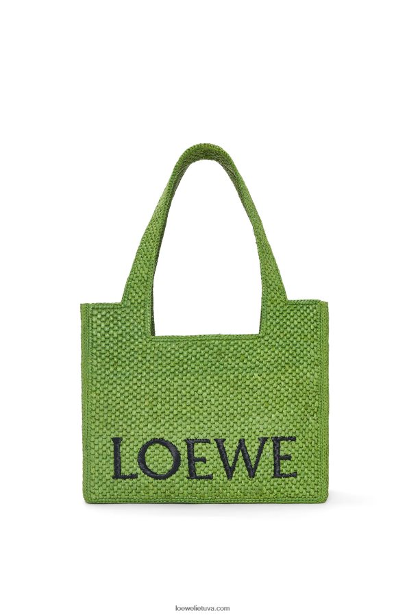 Loewe moterys vidutinio šrifto krepšys rafijoje žalias BZ26XN32
