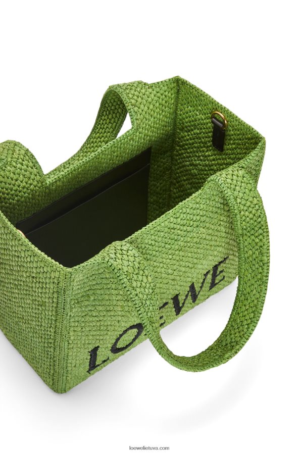 Loewe moterys vidutinio šrifto krepšys rafijoje žalias BZ26XN32