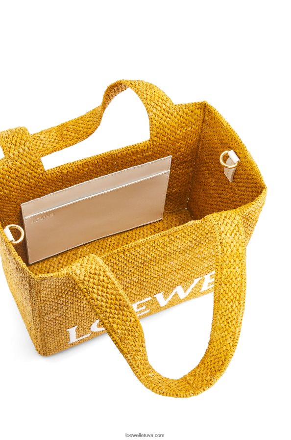 Loewe moterys vidutinio šrifto krepšys rafijoje ochra BZ26XN13