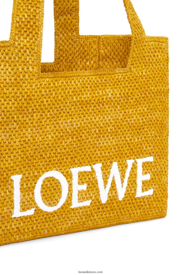 Loewe moterys vidutinio šrifto krepšys rafijoje ochra BZ26XN13