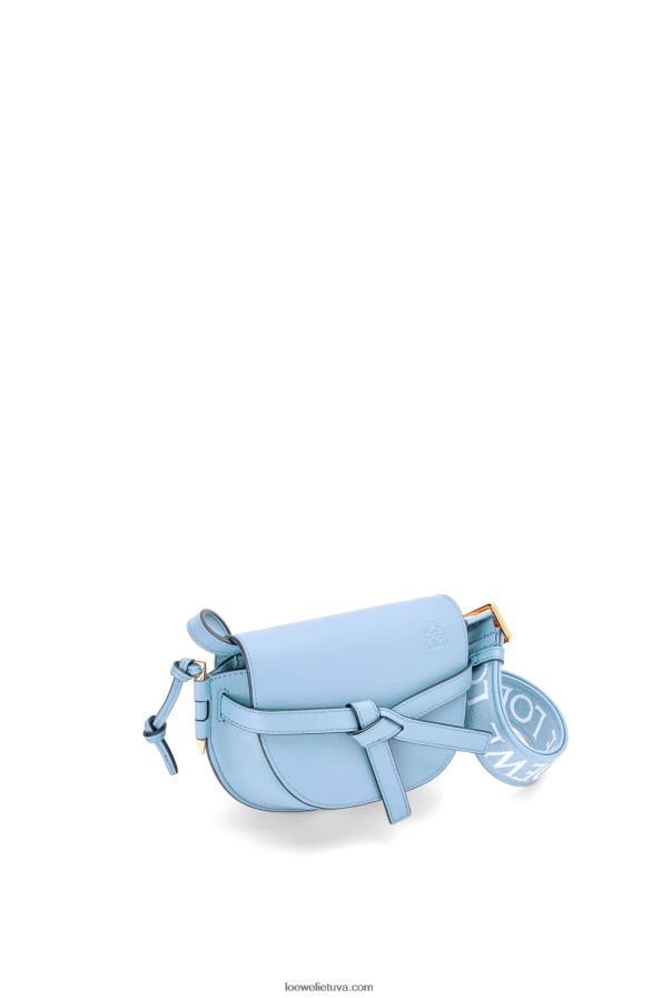 Loewe moterys mini gate dvigubas maišelis iš minkštos veršio odos ir žakardo dulkėta mėlyna BZ26XN194