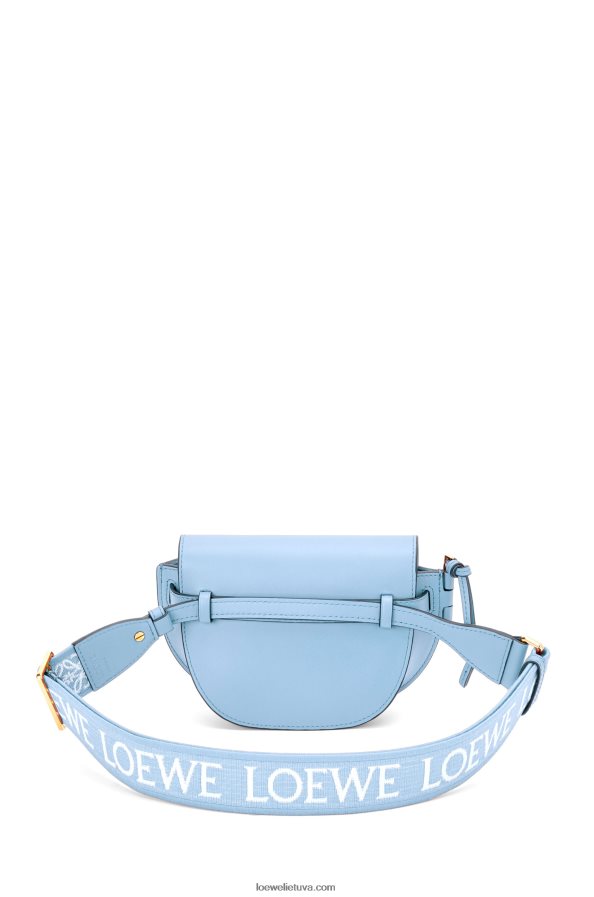 Loewe moterys mini gate dvigubas maišelis iš minkštos veršio odos ir žakardo dulkėta mėlyna BZ26XN194