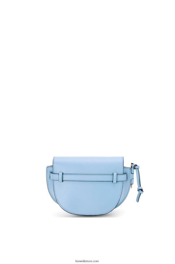 Loewe moterys mini gate dvigubas maišelis iš minkštos veršio odos ir žakardo dulkėta mėlyna BZ26XN194