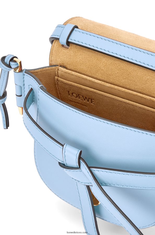 Loewe moterys mini gate dvigubas maišelis iš minkštos veršio odos ir žakardo dulkėta mėlyna BZ26XN194
