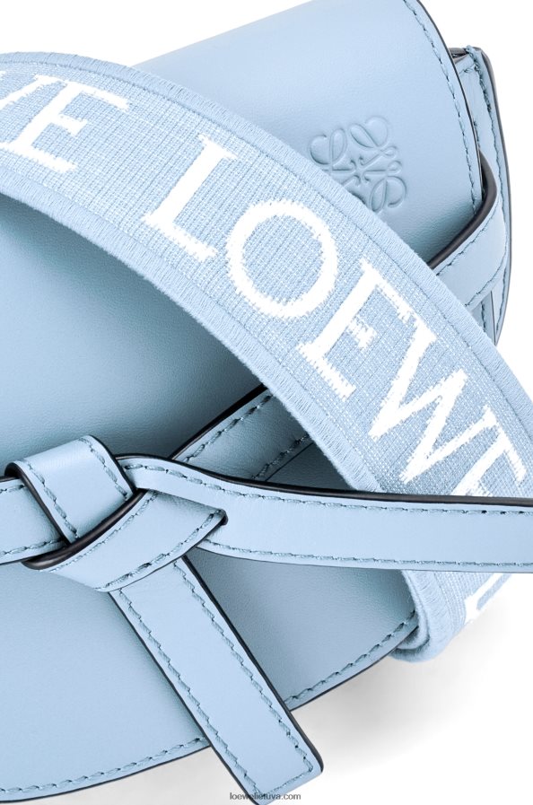 Loewe moterys mini gate dvigubas maišelis iš minkštos veršio odos ir žakardo dulkėta mėlyna BZ26XN194