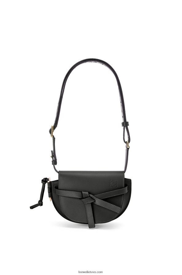 Loewe moterys mini gate dvigubas maišelis iš minkštos veršio odos ir žakardo juodas BZ26XN197