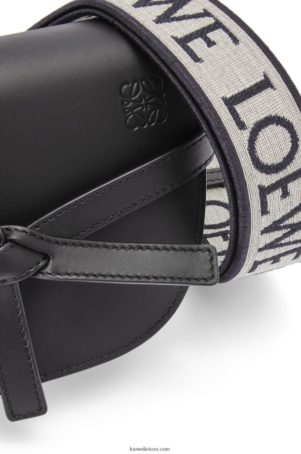 Loewe moterys mini gate dvigubas maišelis iš minkštos veršio odos ir žakardo juodas BZ26XN197
