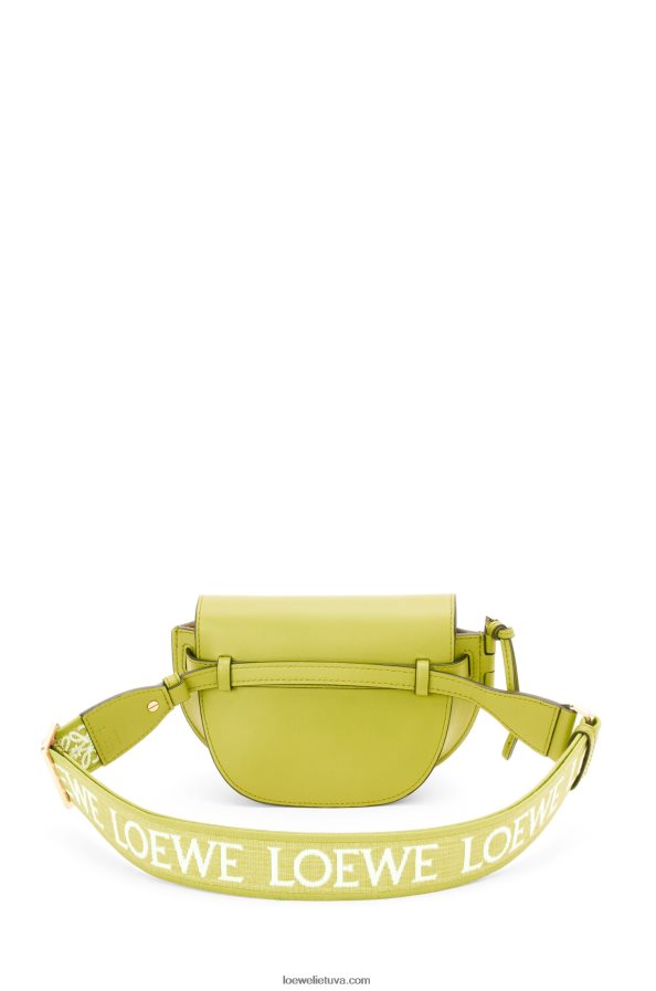 Loewe moterys mini gate dvigubas maišelis iš minkštos veršio odos ir žakardo kalkių geltonumo BZ26XN210