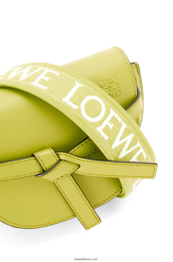 Loewe moterys mini gate dvigubas maišelis iš minkštos veršio odos ir žakardo kalkių geltonumo BZ26XN210