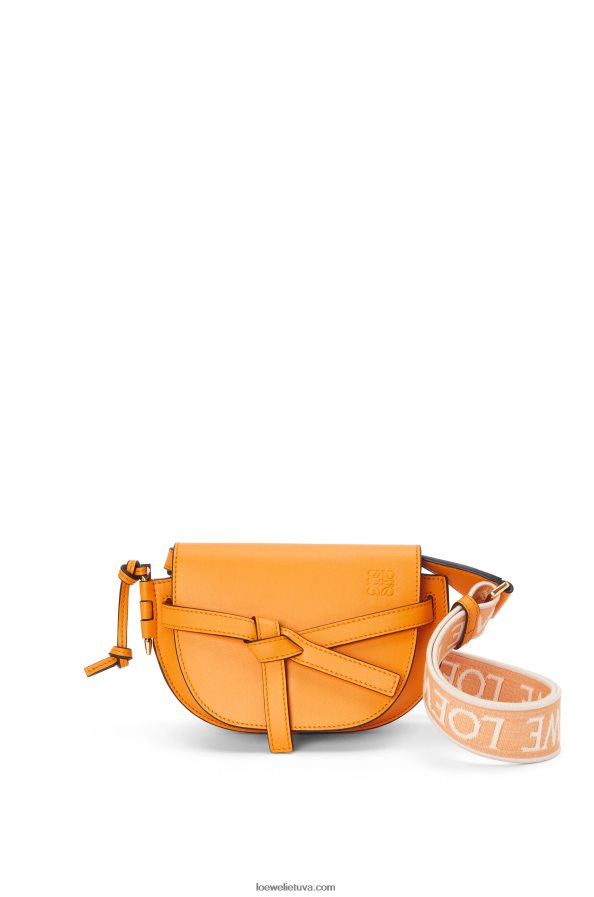 Loewe moterys mini gate dvigubas maišelis iš minkštos veršio odos ir žakardo mandarinas BZ26XN275