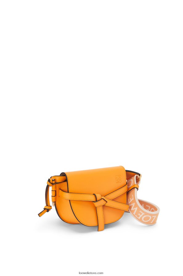 Loewe moterys mini gate dvigubas maišelis iš minkštos veršio odos ir žakardo mandarinas BZ26XN275