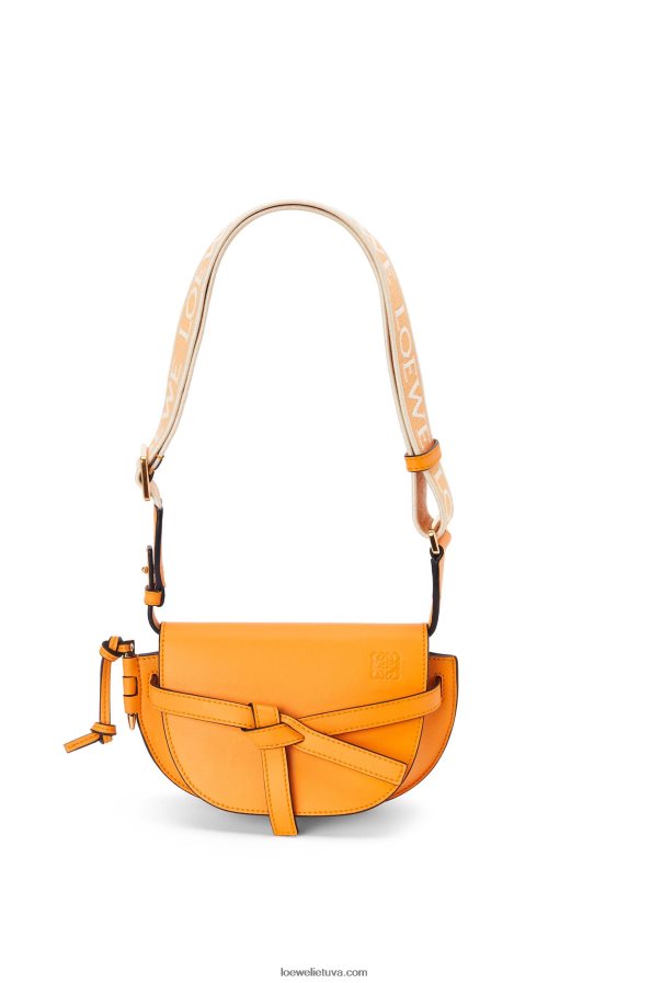 Loewe moterys mini gate dvigubas maišelis iš minkštos veršio odos ir žakardo mandarinas BZ26XN275