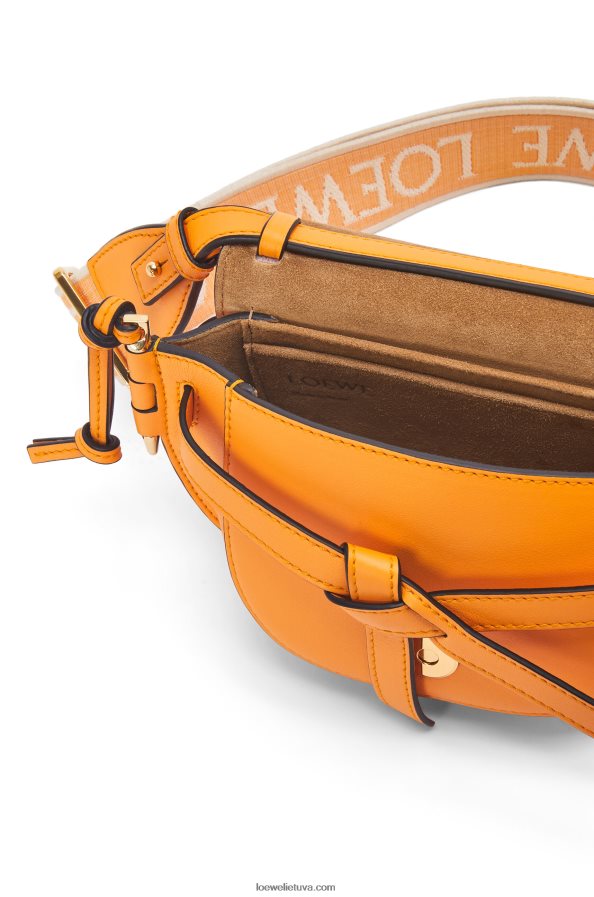 Loewe moterys mini gate dvigubas maišelis iš minkštos veršio odos ir žakardo mandarinas BZ26XN275