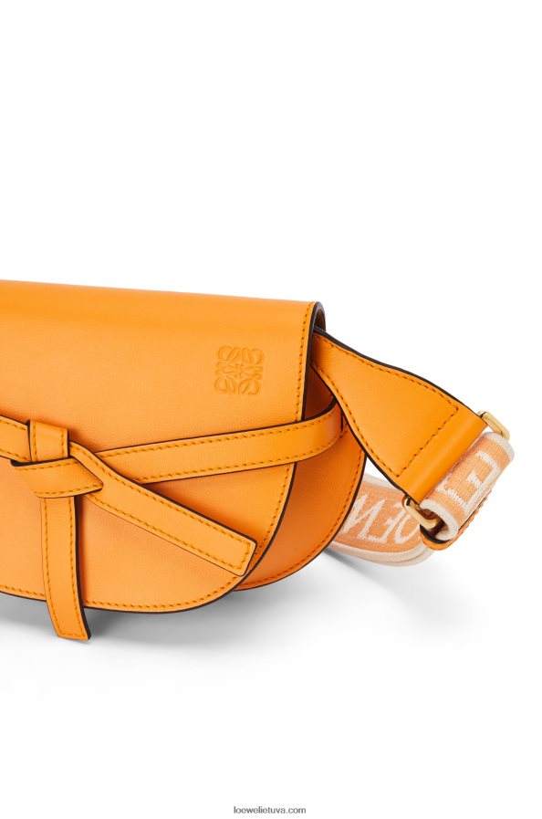 Loewe moterys mini gate dvigubas maišelis iš minkštos veršio odos ir žakardo mandarinas BZ26XN275