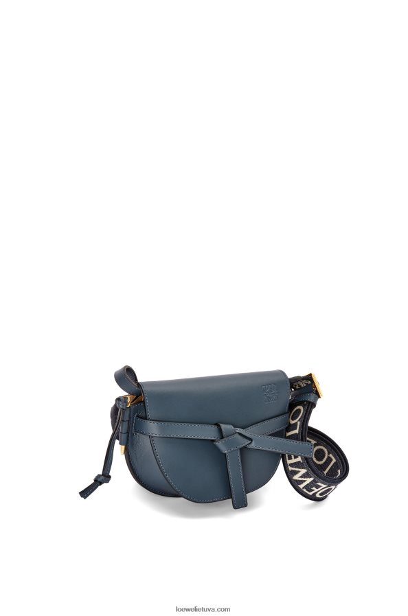 Loewe moterys mini gate dvigubas maišelis iš minkštos veršio odos ir žakardo onikso mėlyna BZ26XN268